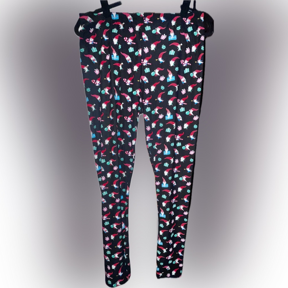 Mi Women's Black Pajama Bottoms with Festive Print